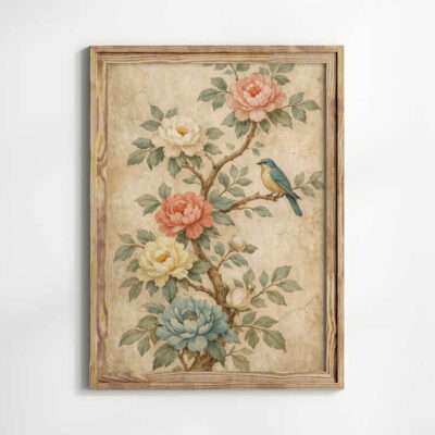 Vintage Botanical Floral and Bird Art