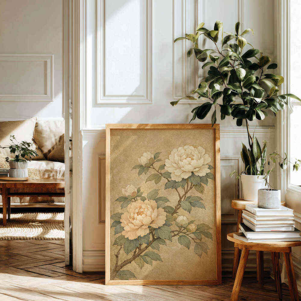 botanical-floral-painting-framed-vintage-art-wall-decor