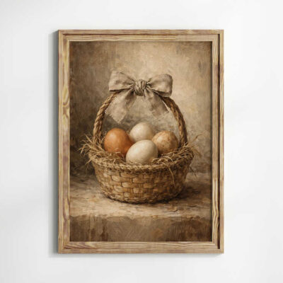 Vintage Easter Eggs Basket Wall Art