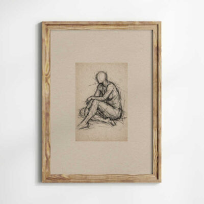 Vintage Figure Drawing Sketch Art