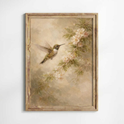 Vintage Hummingbird Painting
