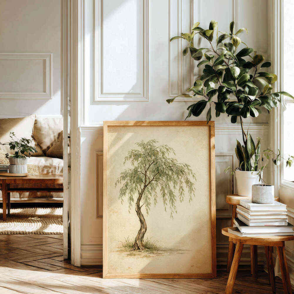 tree-painting-framed-vintage-art-wall-decor